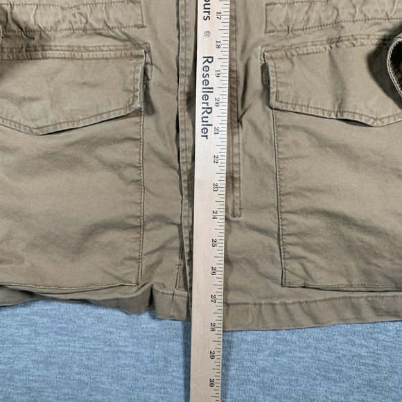 Old Navy Jacket Mens XL Tan Hooded Utility Cotton Blend Zip Front Cargo Pockets - Picture 8 of 13